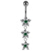 Moving Jeweled Triple Flower Navel Ring - Monster Piercing