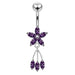 Moving Jeweled Flower Shaped Navel Body Jewelry - Monster Piercing