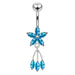 Moving Jeweled Flower Shaped Navel Body Jewelry - Monster Piercing