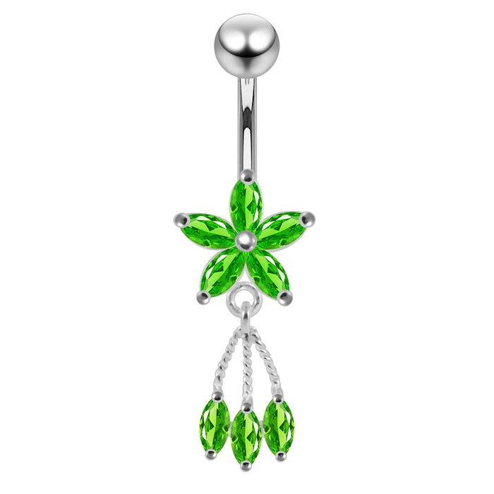 Moving Jeweled Flower Shaped Navel Body Jewelry - Monster Piercing