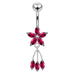 Moving Jeweled Flower Shaped Navel Body Jewelry - Monster Piercing