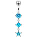 Fancy Silver Dangling Jeweled SS Navel Ring Body Jewelry - Monster Piercing