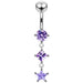 Fancy Silver Dangling Jeweled SS Navel Ring Body Jewelry - Monster Piercing