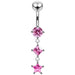 Fancy Silver Dangling Jeweled SS Navel Ring Body Jewelry - Monster Piercing