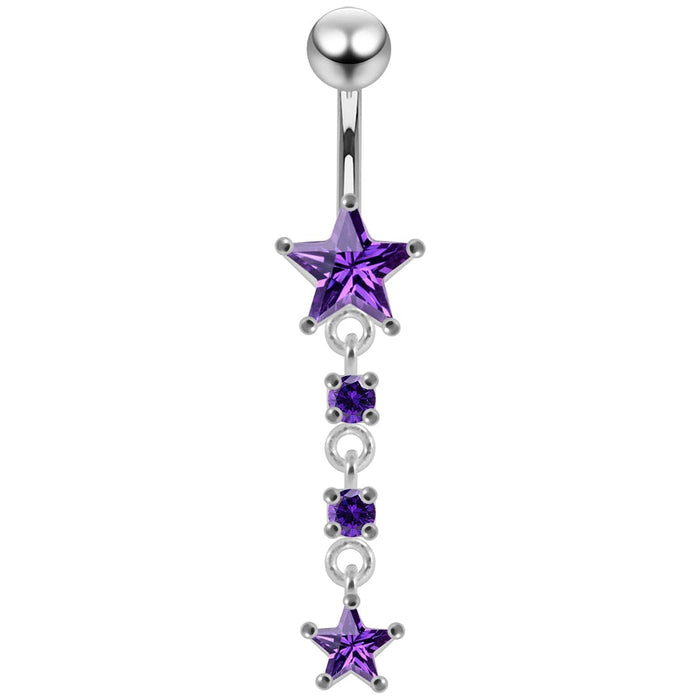 Moving Jeweled Star Designed Navel Body Jewelry - Monster Piercing