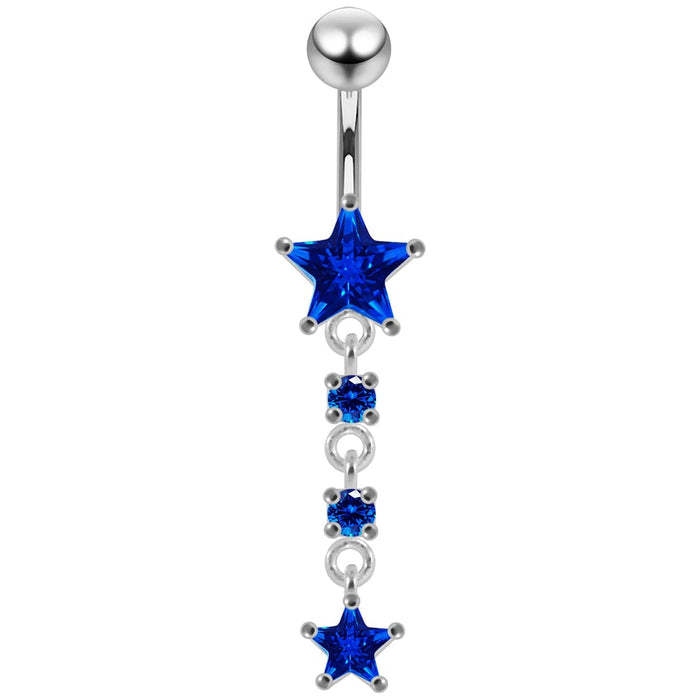 Moving Jeweled Star Designed Navel Body Jewelry - Monster Piercing