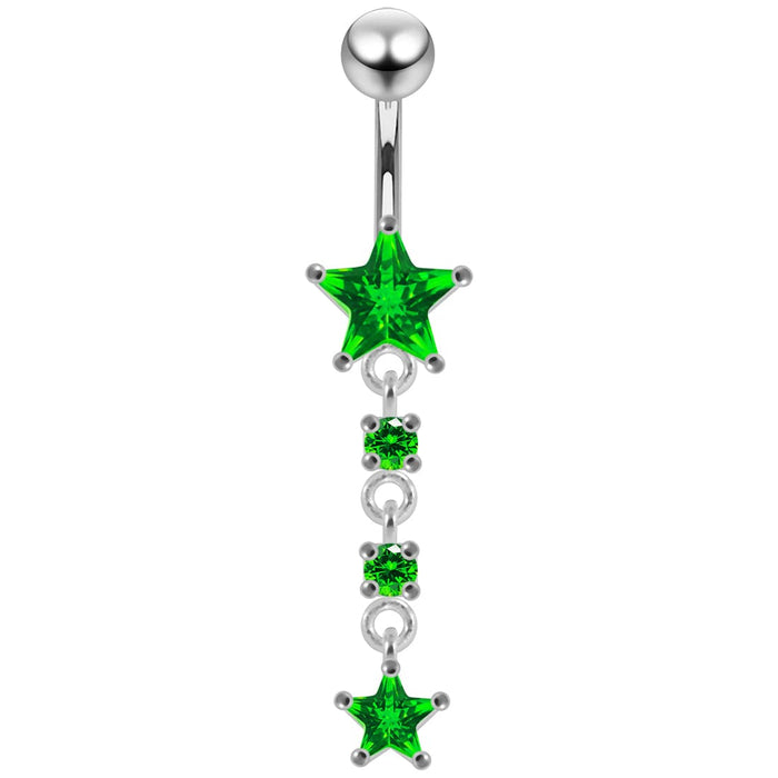 Moving Jeweled Star Designed Navel Body Jewelry - Monster Piercing