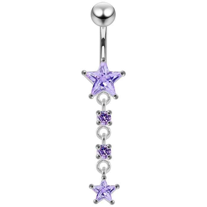 Moving Jeweled Star Designed Navel Body Jewelry - Monster Piercing