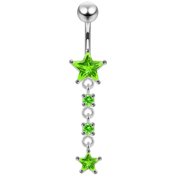 Moving Jeweled Star Designed Navel Body Jewelry - Monster Piercing