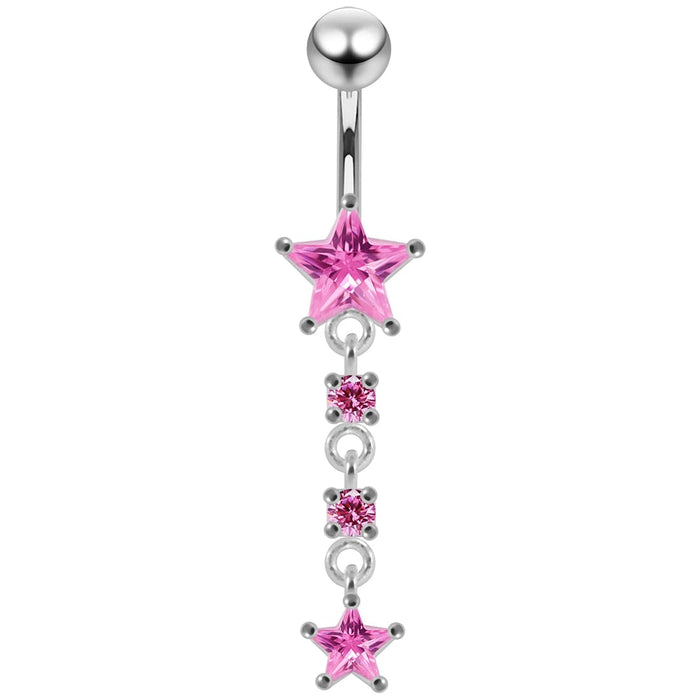 Moving Jeweled Star Designed Navel Body Jewelry - Monster Piercing