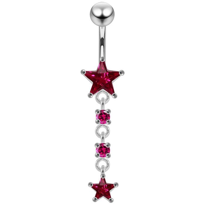 Moving Jeweled Star Designed Navel Body Jewelry - Monster Piercing