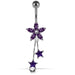 Moving Jeweled Flower Shaped Navel Ring - Monster Piercing