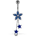 Moving Jeweled Flower Shaped Navel Ring - Monster Piercing