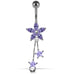 Moving Jeweled Flower Shaped Navel Ring - Monster Piercing