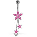 Moving Jeweled Flower Shaped Navel Ring - Monster Piercing