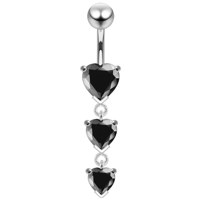 Jeweled Moving Heart Design Navel Ring - Monster Piercing