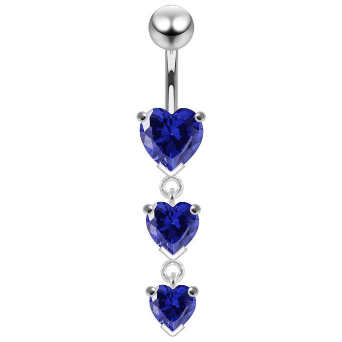 Jeweled Moving Heart Design Navel Ring - Monster Piercing