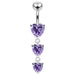 Jeweled Moving Heart Design Navel Ring - Monster Piercing