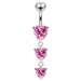 Jeweled Moving Heart Design Navel Ring - Monster Piercing