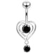 Moving Jeweled Heart Design Belly Ring - Monster Piercing