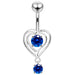 Moving Jeweled Heart Design Belly Ring - Monster Piercing