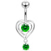 Moving Jeweled Heart Design Belly Ring - Monster Piercing