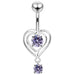 Moving Jeweled Heart Design Belly Ring - Monster Piercing