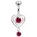 Moving Jeweled Heart Design Belly Ring - Monster Piercing