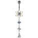 Dangling Jeweled Flower Belly Bar - Monster Piercing