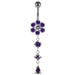 Dangling Jeweled Flower Belly Bar - Monster Piercing