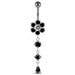 Dangling Jeweled Flower Belly Bar - Monster Piercing