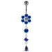 Dangling Jeweled Flower Belly Bar - Monster Piercing