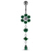 Dangling Jeweled Flower Belly Bar - Monster Piercing