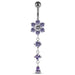 Dangling Jeweled Flower Belly Bar - Monster Piercing