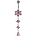 Dangling Jeweled Flower Belly Bar - Monster Piercing