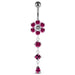 Dangling Jeweled Flower Belly Bar - Monster Piercing