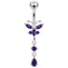 Jeweled Moving Butterfly Design Belly Button Jewelry - Monster Piercing