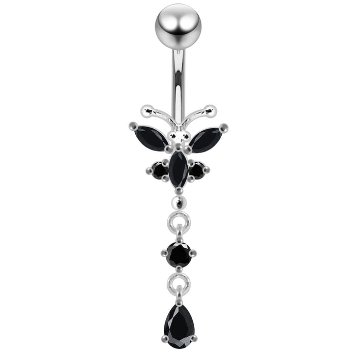 Jeweled Moving Butterfly Design Belly Button Jewelry - Monster Piercing