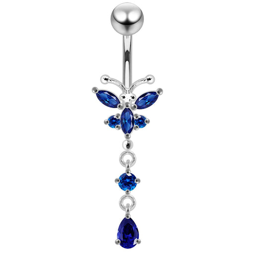 Jeweled Moving Butterfly Design Belly Button Jewelry - Monster Piercing