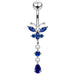 Jeweled Moving Butterfly Design Belly Button Jewelry - Monster Piercing