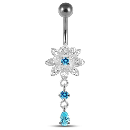 14 Gauge Moving Jeweled Fancy Curved Navel Ring - Monster Piercing