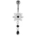 14 Gauge Moving Jeweled Fancy Curved Navel Ring - Monster Piercing