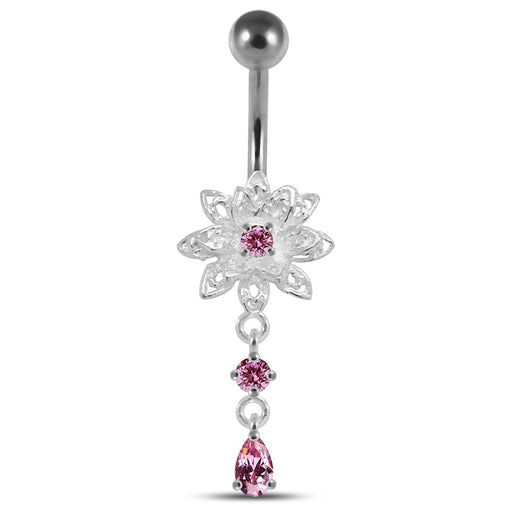 14 Gauge Moving Jeweled Fancy Curved Navel Ring - Monster Piercing