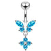 Moving Jeweled Butterfly Banana Bar Navel Ring - Monster Piercing