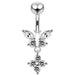 Moving Jeweled Butterfly Banana Bar Navel Ring - Monster Piercing