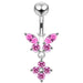 Moving Jeweled Butterfly Banana Bar Navel Ring - Monster Piercing