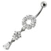 Moving Fancy Jeweled Dangling Silver with316L Surgical Steel Banana Belly RingÊ - Monster Piercing