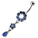 Moving Fancy Jeweled Dangling Silver with316L Surgical Steel Banana Belly RingÊ - Monster Piercing