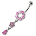 Moving Fancy Jeweled Dangling Silver with316L Surgical Steel Banana Belly RingÊ - Monster Piercing