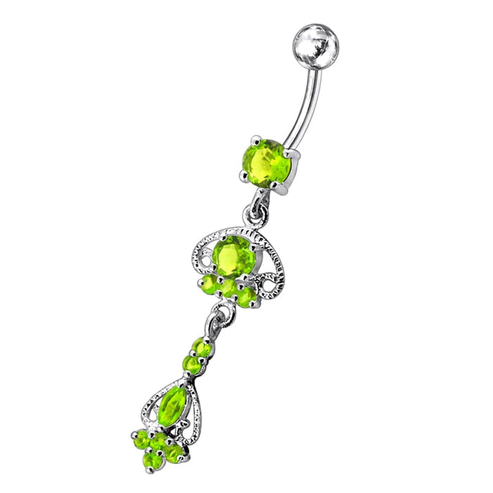 Jeweled Fancy Design Moving Navel Ring - Monster Piercing